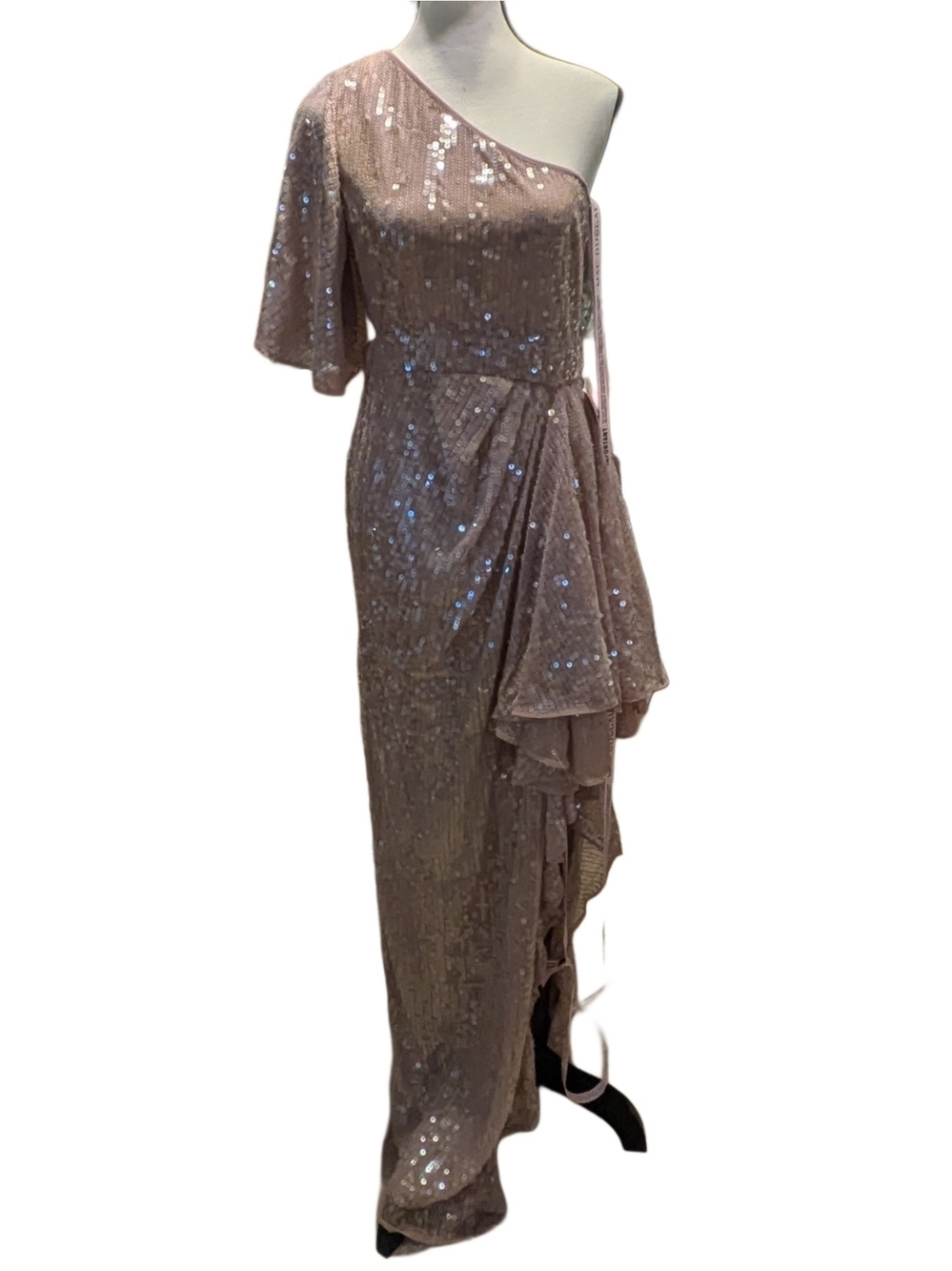 Mac Duggal 93662 MAU One Shoulder Sequin Gown Dress Mauve Size 6 Formal